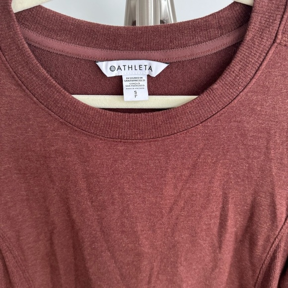 Athleta Balance Sweatshirt Dress in Mahogamy Heather Brown Small - Picture 4 of 7